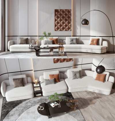 MINOTTI现代沙发茶几组合3D模型下载